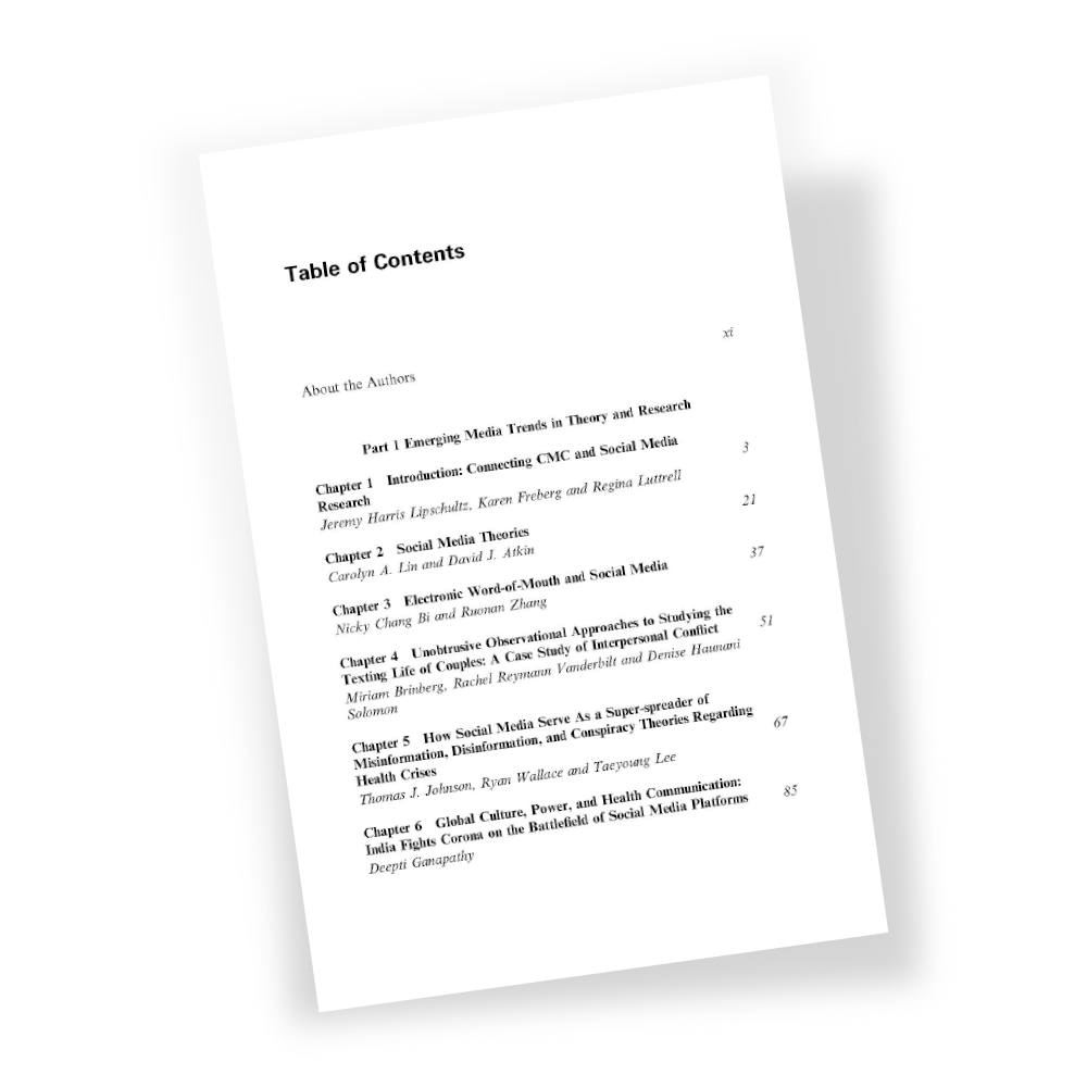 The Emerald Handbook of Computer-Mediated Communication and Social Media Contents Page