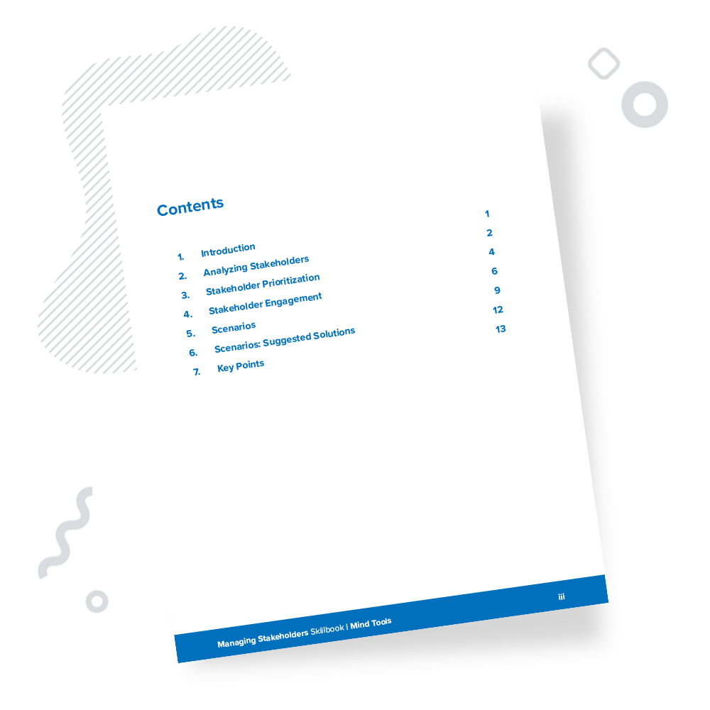 Managing Stakeholders Skillbook Contents