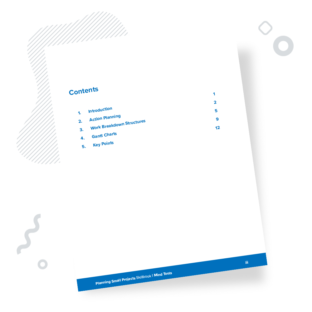 Planning Small Projects Skillbook Contents