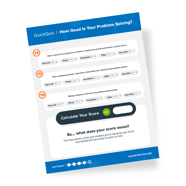 Quick Problem Solution Problem Solving Quick Quiz | Mind Tools Store - Mindtools