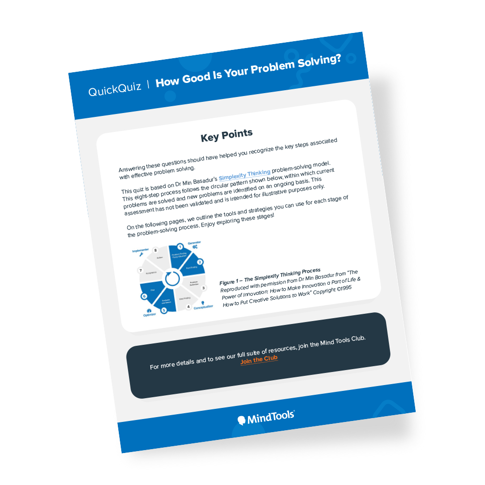 Problem Solving Quick Quiz | Mind Tools Store - Mindtools