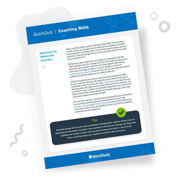 Coaching Skills Quick Quiz | Mind Tools Store - Mindtools