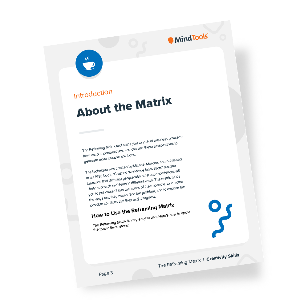 Reframing Matrix Examples The Reframing Matrix | Mind Tools Store - Mindtools