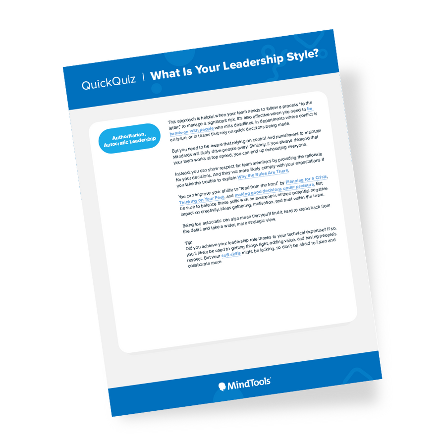 Leadership Style Quick Quiz | Mind Tools Store