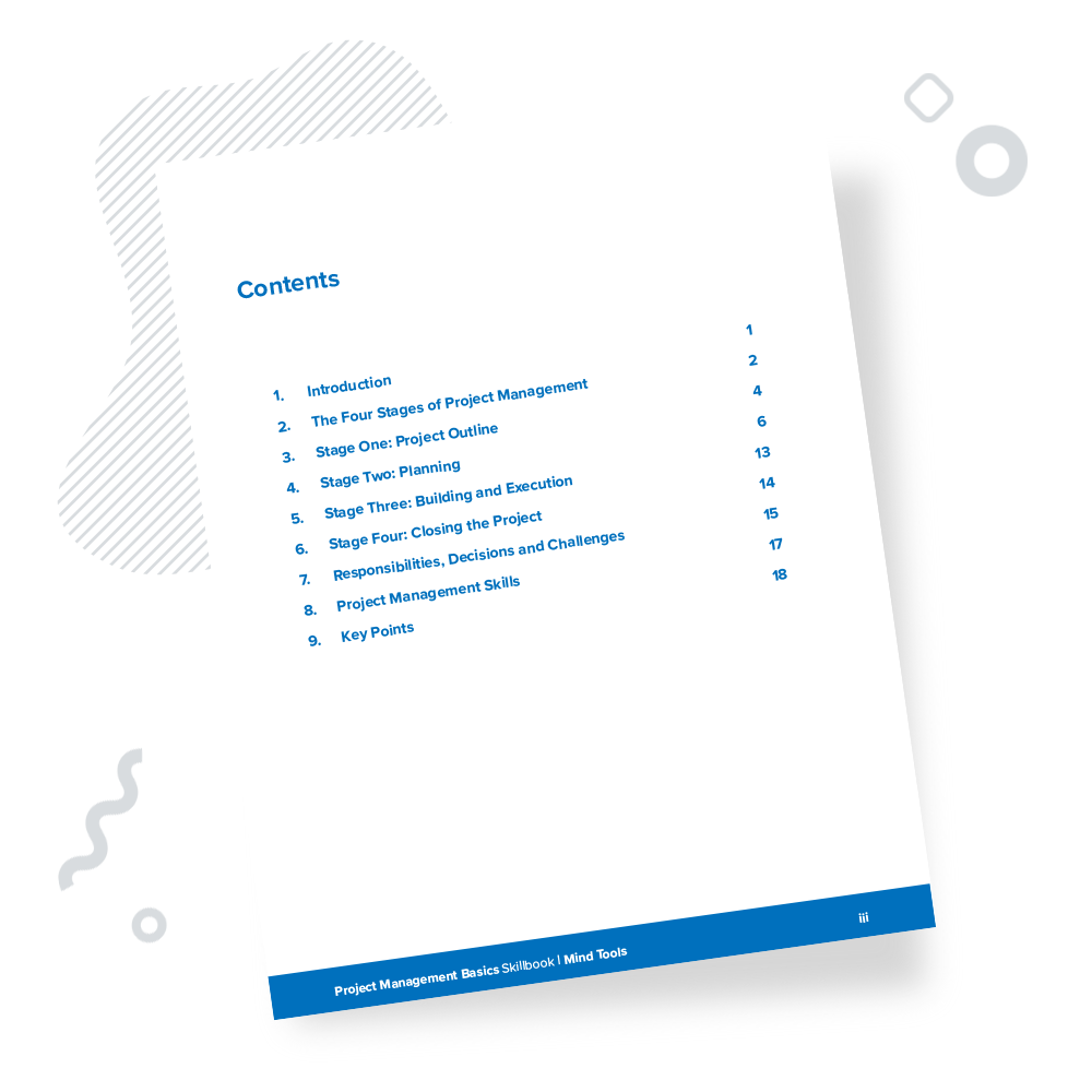 Project Management Basics Skillbook Contents